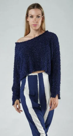 PRE-ORDER - Textured Cropped Jumper in Malibu (Pictured in Navy)