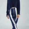 PRE-ORDER - Textured Cropped Jumper in Navy