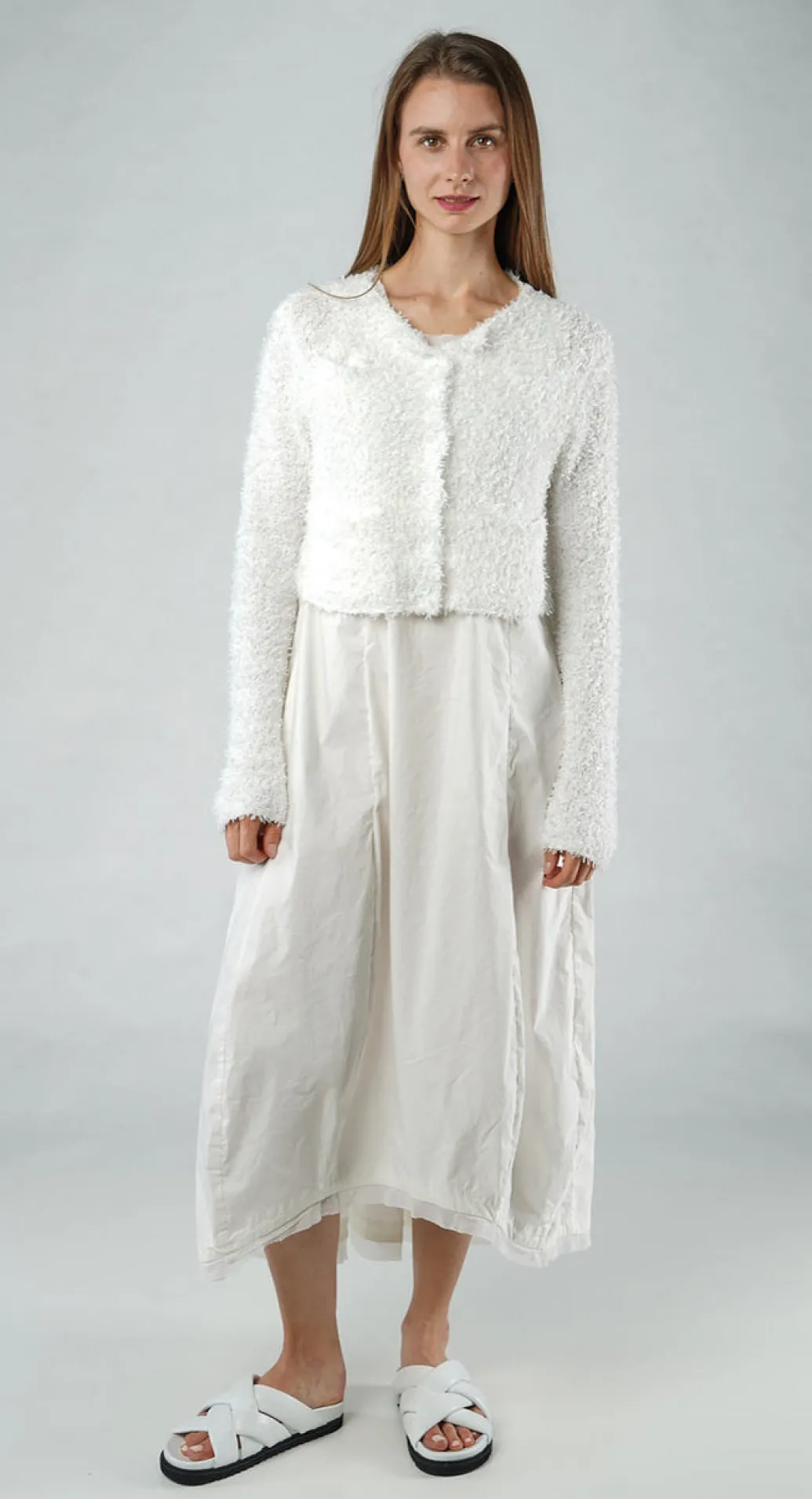 PRE-ORDER - Textured Cropped Cardigan in Offwhite