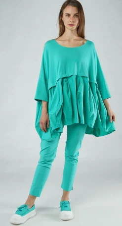 PRE-ORDER - Top with Tulip Peplum Hem in Malibu (Pictured in Aqua)