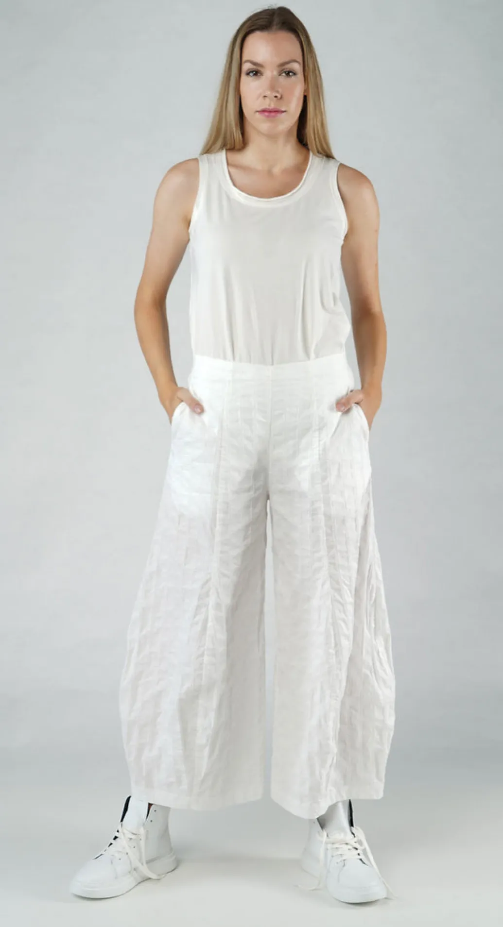 PRE-ORDER - Tulip Hem Trousers in Malibu (Pictured in Offwhite)