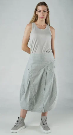 PRE-ORDER - Tulip Skirt with Front Panel in Navy Print (Pictured in Grey Check)