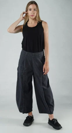 PRE-ORDER - Tulip Trousers with Front Panels in Navy Print (Pictured in Black Check)