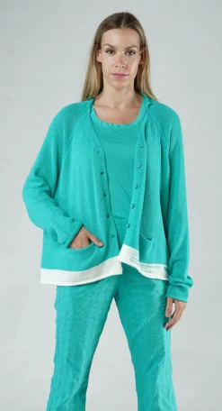 PRE-ORDER - V-Neck Cardigan in Malibu Print (Pictured in Aqua Print)