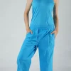 PRE-ORDER - Wide Leg Trousers in Aqua (Pictured in Malibu)