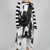 Print Linen Dungarees in Original White