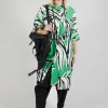 Print Patterned Shirt Dress in Original Green
