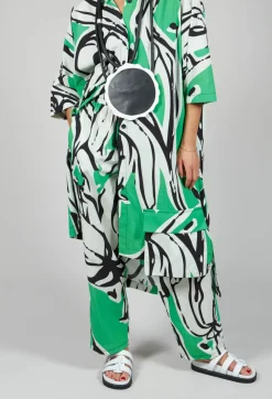 Print Patterned Trousers in Original Green