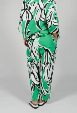 Print Patterned Trousers in Original Green