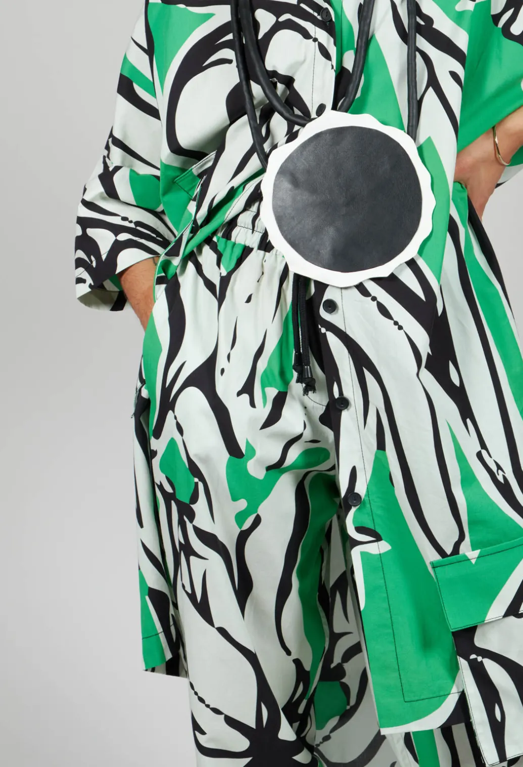 Print Patterned Trousers in Original Green
