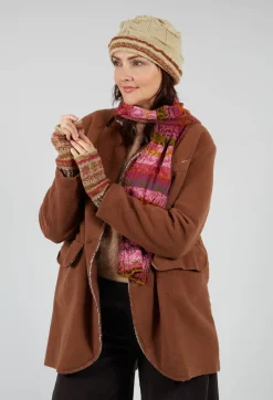 Print Wool Gloves in Greige