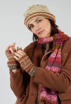 Print Wool Gloves in Greige