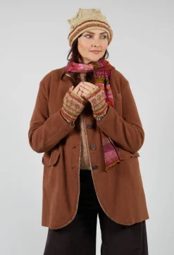 Print Wool Gloves in Greige