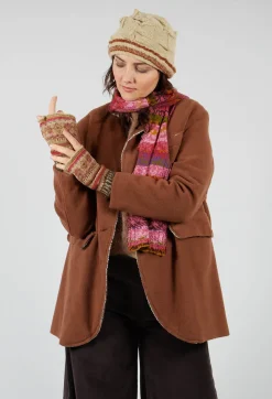 Print Wool Gloves in Greige