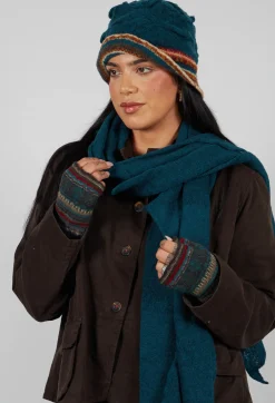Print Wool Gloves in Taupe