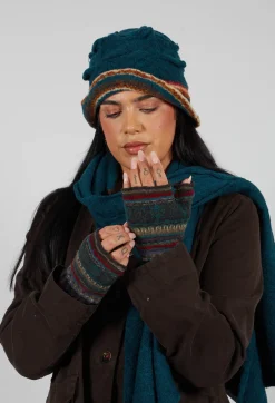 Print Wool Gloves in Taupe