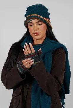 Print Wool Gloves in Taupe