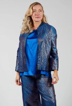 Printed Bomber Jacket in Sapphire