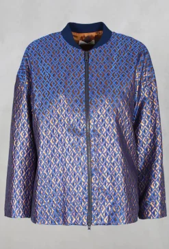 Printed Bomber Jacket in Sapphire