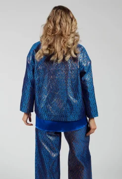 Printed Bomber Jacket in Sapphire