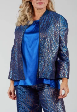 Printed Bomber Jacket in Sapphire