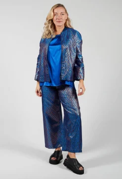 Printed Bomber Jacket in Sapphire