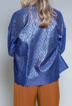 Printed Bomber Jacket in Sapphire