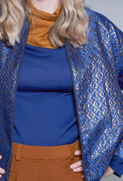 Printed Bomber Jacket in Sapphire