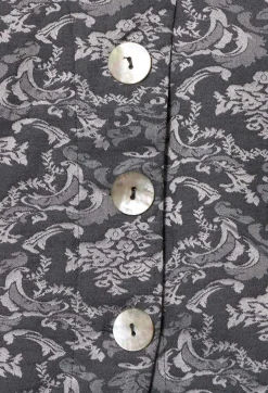 Printed Collarless Cropped Jacket in Charcoal