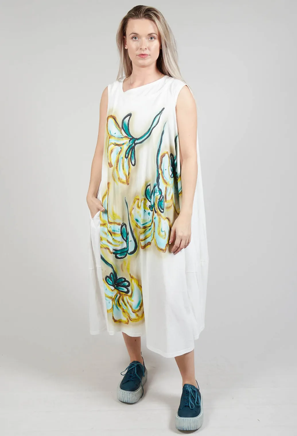 Printed Double Vest Dress in Spec Handpaint