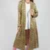 Printed Duster Coat in Senape/Fuxia