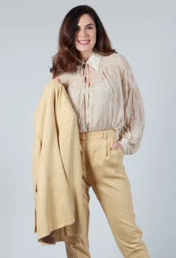Printed Georgette Shirt in Beige
