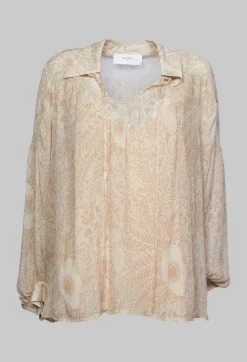 Printed Georgette Shirt in Beige
