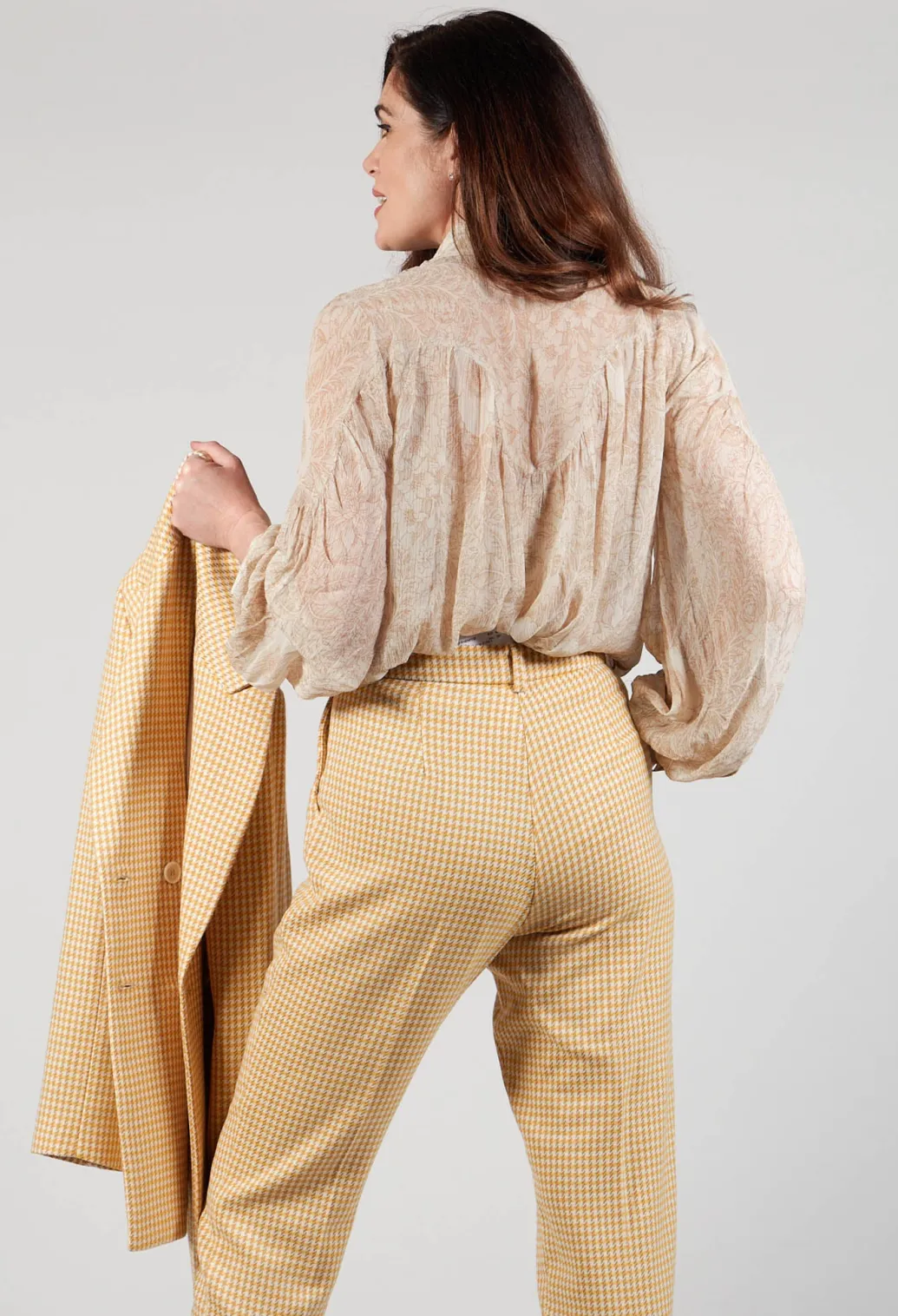 Printed Georgette Shirt in Beige