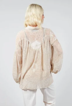 Printed Georgette Shirt in Beige
