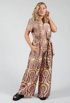 Printed Jumpsuit in Beige/Malva