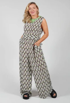 Printed Jumpsuit in Beige/Malva