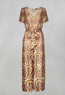 Printed Jumpsuit in Beige/Malva