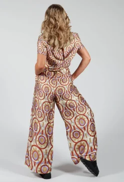 Printed Jumpsuit in Beige/Malva