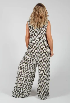 Printed Jumpsuit in Beige/Malva