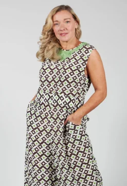 Printed Jumpsuit in Beige/Malva