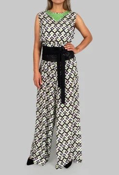Printed Jumpsuit in Beige/Malva