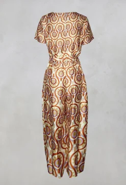 Printed Jumpsuit in Beige/Malva