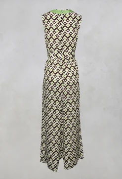 Printed Jumpsuit in Beige/Malva