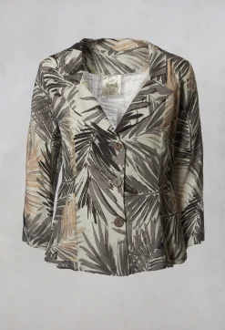 Printed Linen Jacket in Grey