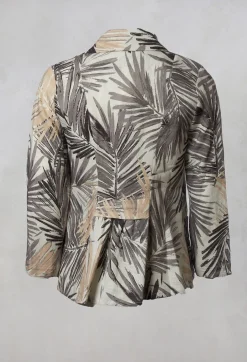 Printed Linen Jacket in Grey