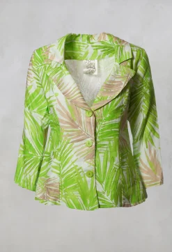 Printed Linen Jacket in Lime