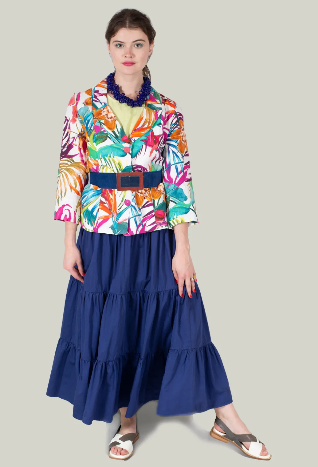 Printed Linen Jacket in Multi