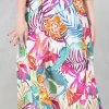 Printed Linen Maxi Skirt in Multi