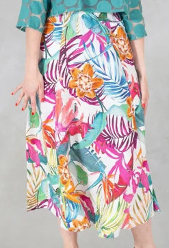 Printed Linen Maxi Skirt in Multi
